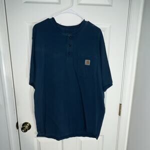 Carhartt Men's Blue Original Fit Henley Pocket Cotton Short Sleeve T-Shirt L